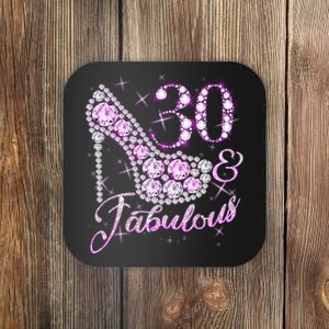 Fabulous & 30 Sparkly Shiny Heel 30th Birthday Coaster