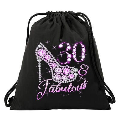 Fabulous & 30 Sparkly Shiny Heel 30th Birthday Drawstring Bag