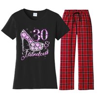 Fabulous & 30 Sparkly Shiny Heel 30th Birthday Women's Flannel Pajama Set