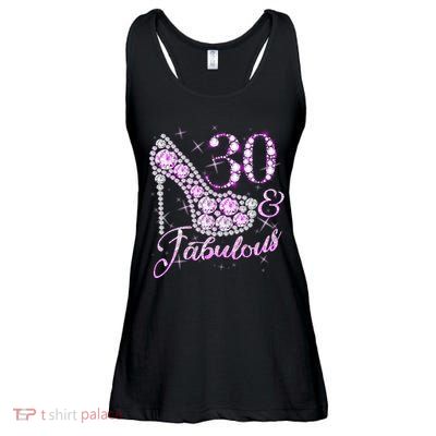 Fabulous & 30 Sparkly Shiny Heel 30th Birthday Ladies Essential Flowy Tank