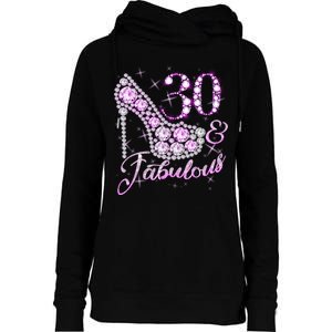 Fabulous & 30 Sparkly Shiny Heel 30th Birthday Womens Funnel Neck Pullover Hood