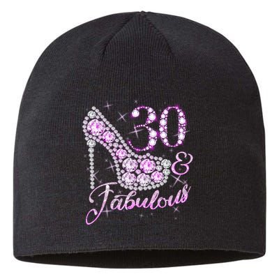 Fabulous & 30 Sparkly Shiny Heel 30th Birthday Sustainable Beanie