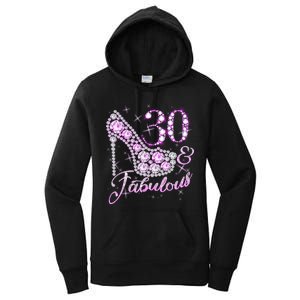 Fabulous & 30 Sparkly Shiny Heel 30th Birthday Women's Pullover Hoodie