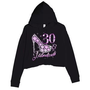 Fabulous & 30 Sparkly Shiny Heel 30th Birthday Crop Fleece Hoodie