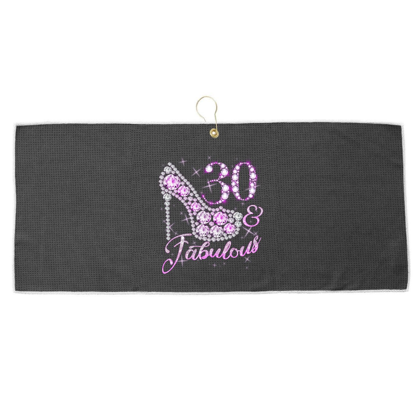 Fabulous & 30 Sparkly Shiny Heel 30th Birthday Large Microfiber Waffle Golf Towel