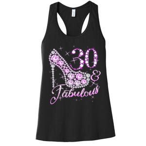 Fabulous & 30 Sparkly Shiny Heel 30th Birthday Women's Racerback Tank