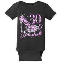 Fabulous & 30 Sparkly Shiny Heel 30th Birthday Baby Bodysuit