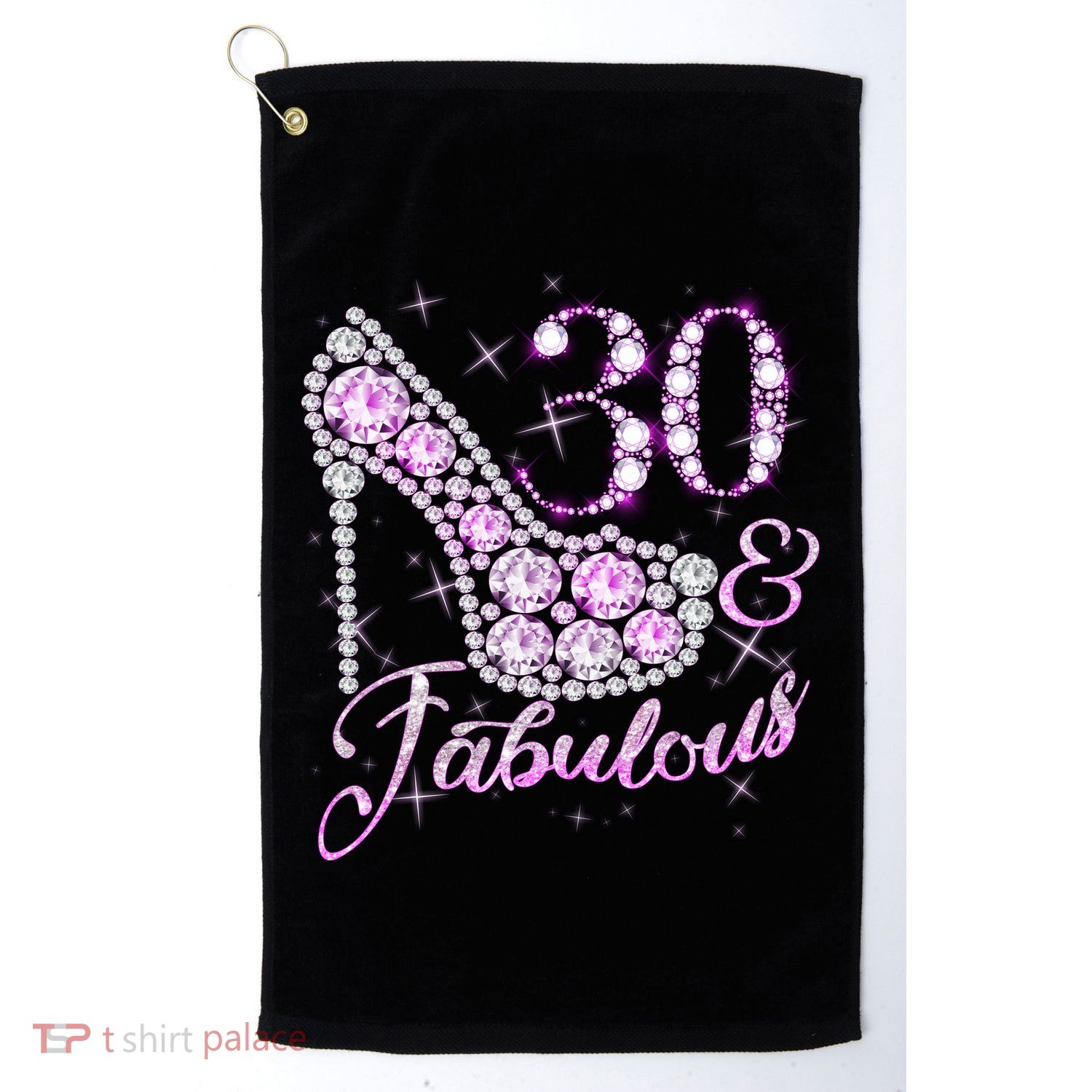 Fabulous & 30 Sparkly Shiny Heel 30th Birthday Golf Towel