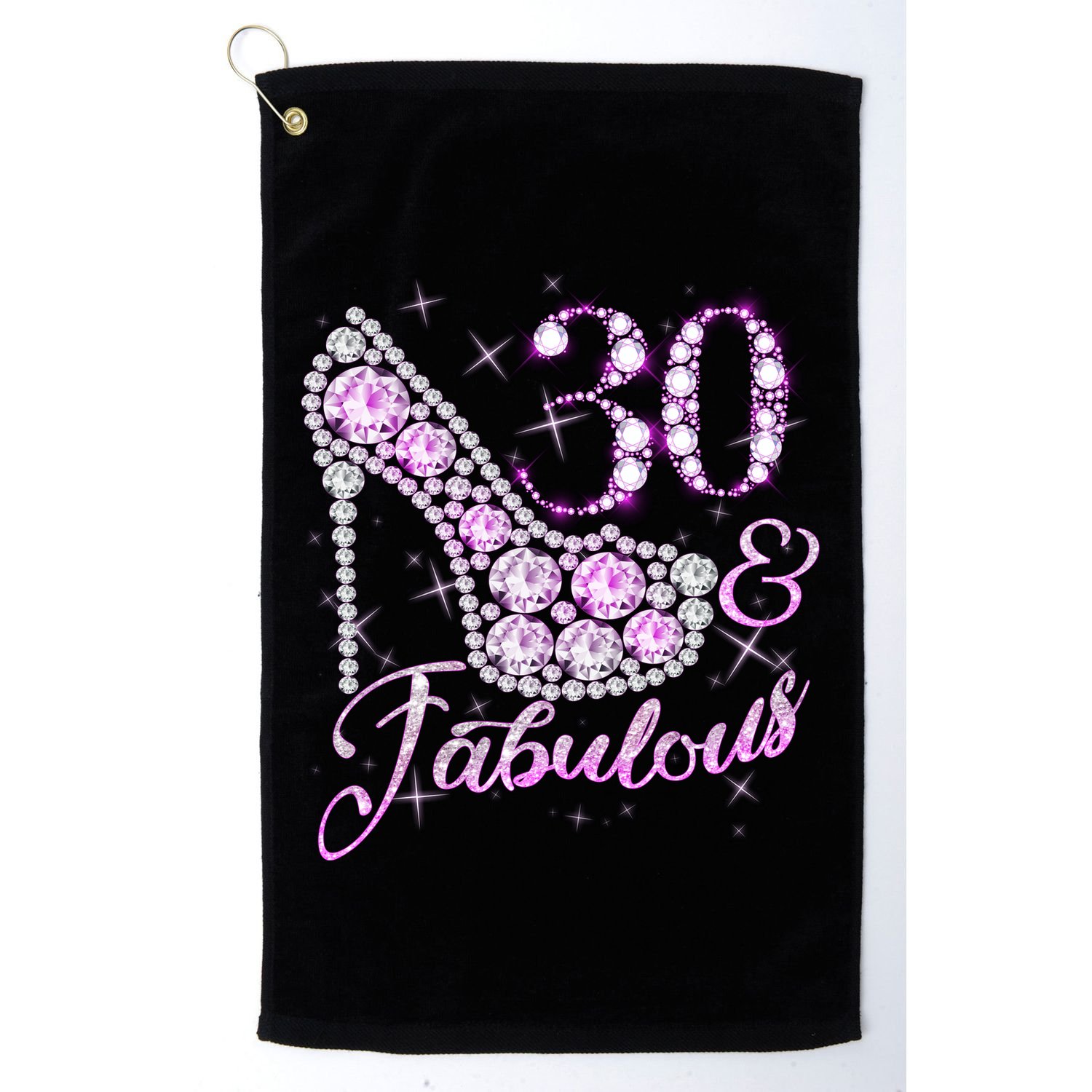 Fabulous & 30 Sparkly Shiny Heel 30th Birthday Golf Towel