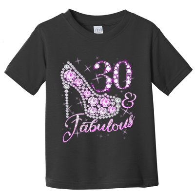Fabulous & 30 Sparkly Shiny Heel 30th Birthday Toddler T-Shirt