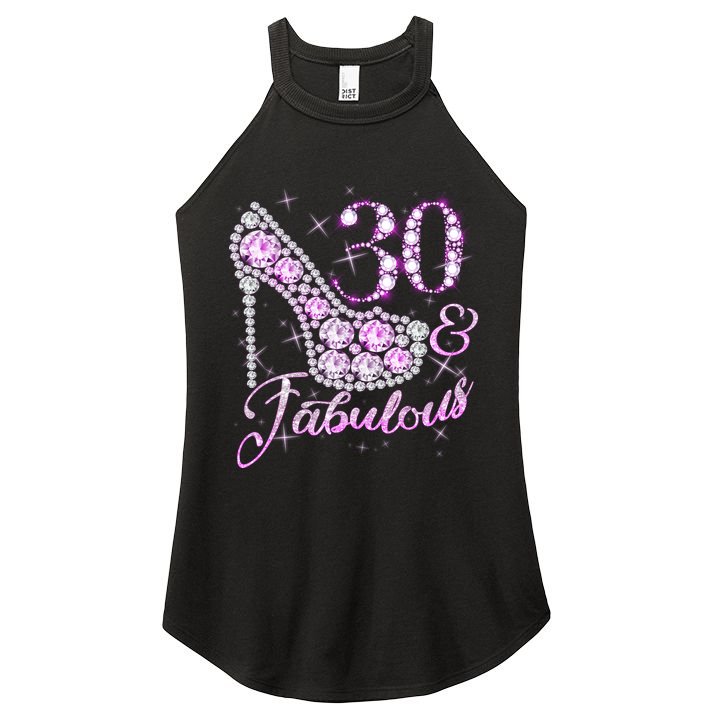 Fabulous & 30 Sparkly Shiny Heel 30th Birthday Women's Perfect Tri Rocker Tank