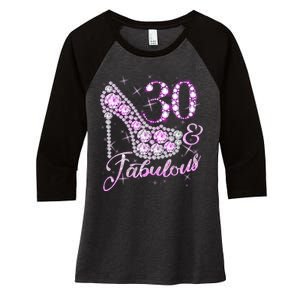 Fabulous & 30 Sparkly Shiny Heel 30th Birthday Women's Tri-Blend 3/4-Sleeve Raglan Shirt