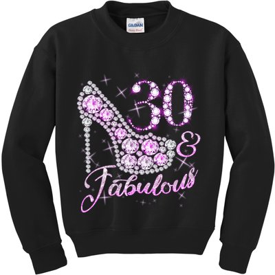 Fabulous & 30 Sparkly Shiny Heel 30th Birthday Kids Sweatshirt