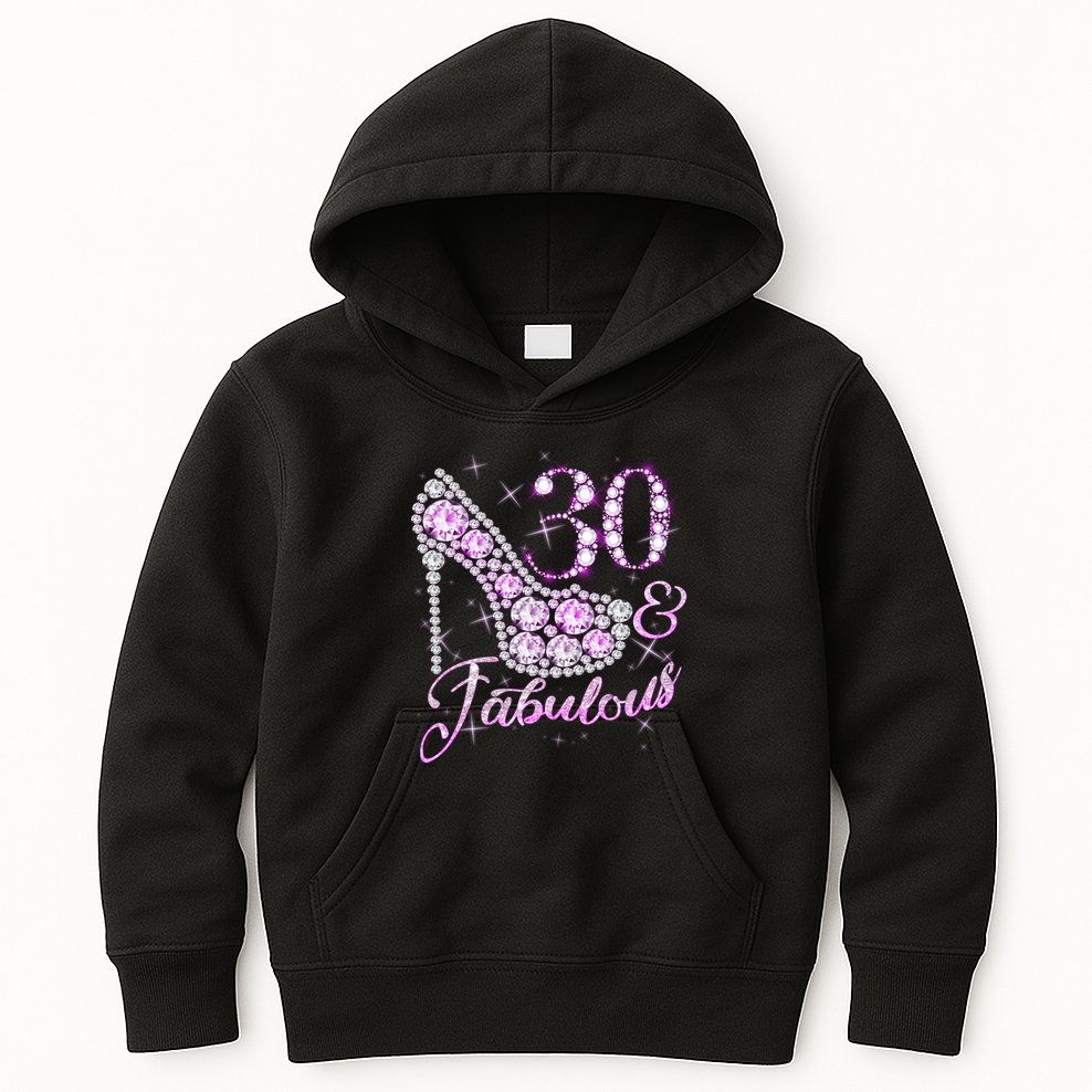 Fabulous & 30 Sparkly Shiny Heel 30th Birthday Kids Hoodie