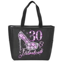 Fabulous & 30 Sparkly Shiny Heel 30th Birthday Zip Tote Bag