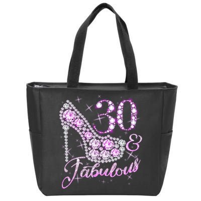 Fabulous & 30 Sparkly Shiny Heel 30th Birthday Zip Tote Bag