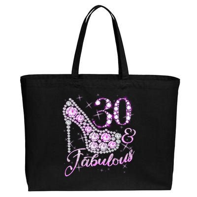 Fabulous & 30 Sparkly Shiny Heel 30th Birthday Cotton Canvas Jumbo Tote