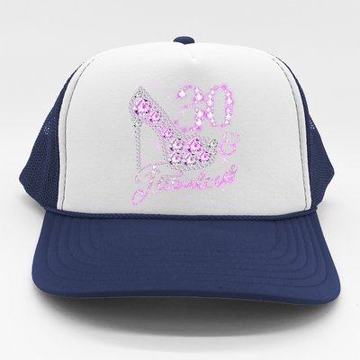 Fabulous & 30 Sparkly Shiny Heel 30th Birthday Trucker Hat