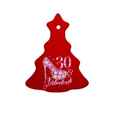 Fabulous & 30 Sparkly Shiny Heel 30th Birthday Ceramic Tree Ornament