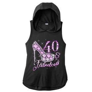 Fabulous & 40 Sparkly Shiny Heel 40th Birthday Ladies PosiCharge Tri-Blend Wicking Draft Hoodie Tank