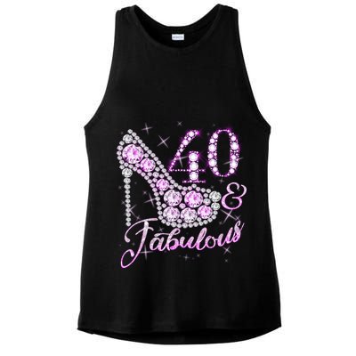 Fabulous & 40 Sparkly Shiny Heel 40th Birthday Ladies PosiCharge Tri-Blend Wicking Tank
