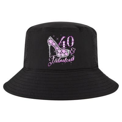 Fabulous & 40 Sparkly Shiny Heel 40th Birthday Cool Comfort Performance Bucket Hat