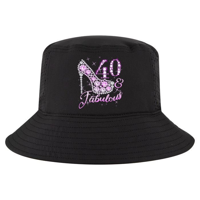 Fabulous & 40 Sparkly Shiny Heel 40th Birthday Cool Comfort Performance Bucket Hat