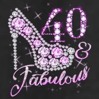Fabulous & 40 Sparkly Shiny Heel 40th Birthday 7 Panel Mesh Trucker Snapback Hat