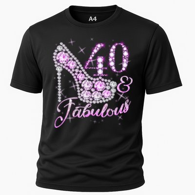 Fabulous & 40 Sparkly Shiny Heel 40th Birthday Performance Shirt