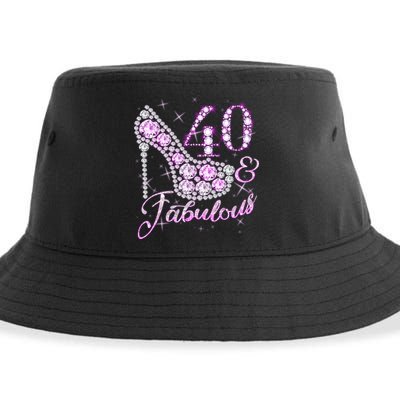 Fabulous & 40 Sparkly Shiny Heel 40th Birthday Sustainable Bucket Hat