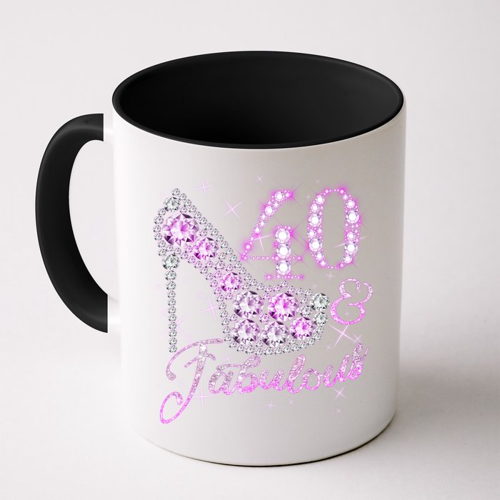 Fabulous & 40 Sparkly Shiny Heel 40th Birthday Mug