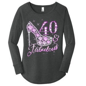 Fabulous & 40 Sparkly Shiny Heel 40th Birthday Women's Perfect Tri Tunic Long Sleeve Shirt