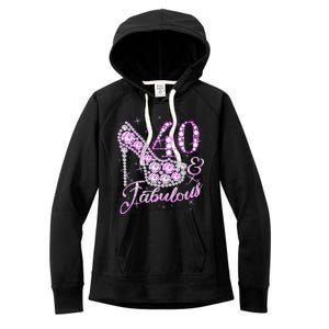 Fabulous & 40 Sparkly Shiny Heel 40th Birthday Women's Fleece Hoodie