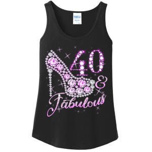 Fabulous & 40 Sparkly Shiny Heel 40th Birthday Ladies Essential Tank