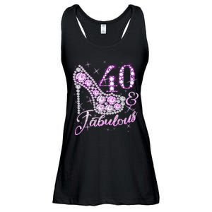 Fabulous & 40 Sparkly Shiny Heel 40th Birthday Ladies Essential Flowy Tank