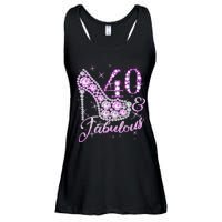 Fabulous & 40 Sparkly Shiny Heel 40th Birthday Ladies Essential Flowy Tank