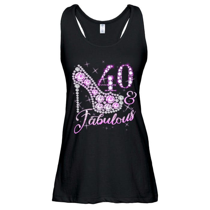 Fabulous & 40 Sparkly Shiny Heel 40th Birthday Ladies Essential Flowy Tank