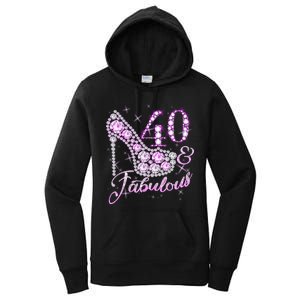 Fabulous & 40 Sparkly Shiny Heel 40th Birthday Women's Pullover Hoodie