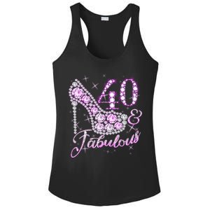 Fabulous & 40 Sparkly Shiny Heel 40th Birthday Ladies PosiCharge Competitor Racerback Tank