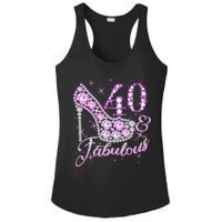 Fabulous & 40 Sparkly Shiny Heel 40th Birthday Ladies PosiCharge Competitor Racerback Tank