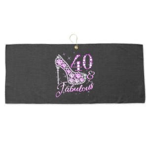 Fabulous & 40 Sparkly Shiny Heel 40th Birthday Large Microfiber Waffle Golf Towel