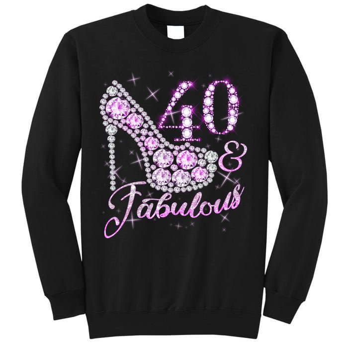 Fabulous & 40 Sparkly Shiny Heel 40th Birthday Tall Sweatshirt