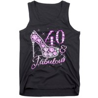 Fabulous & 40 Sparkly Shiny Heel 40th Birthday Tank Top