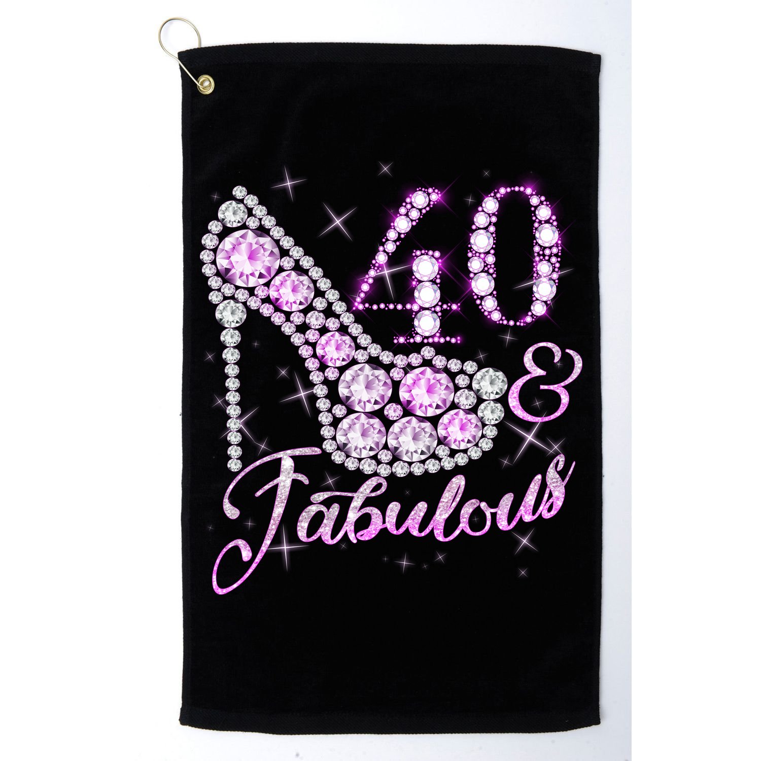 Fabulous & 40 Sparkly Shiny Heel 40th Birthday Golf Towel