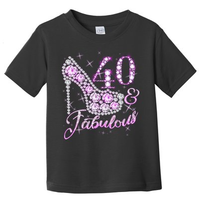 Fabulous & 40 Sparkly Shiny Heel 40th Birthday Toddler T-Shirt