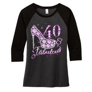 Fabulous & 40 Sparkly Shiny Heel 40th Birthday Women's Tri-Blend 3/4-Sleeve Raglan Shirt