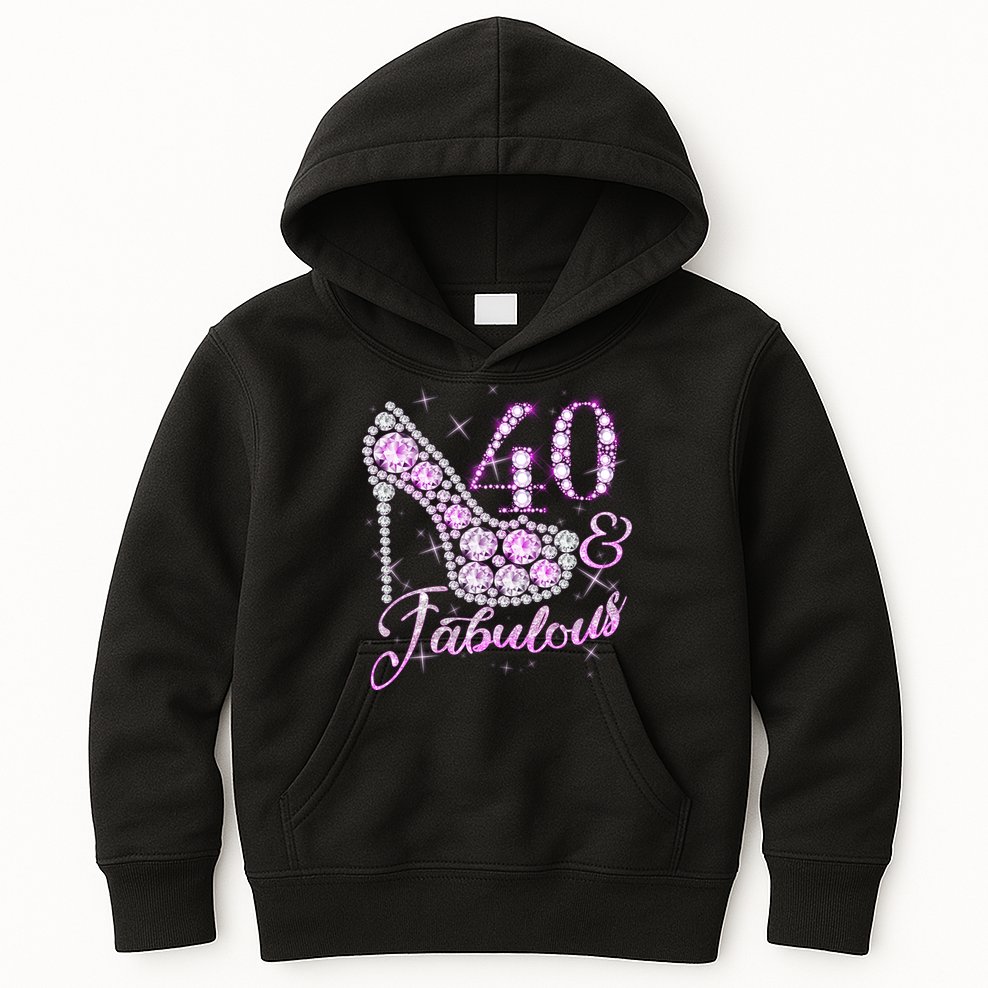 Fabulous & 40 Sparkly Shiny Heel 40th Birthday Kids Hoodie
