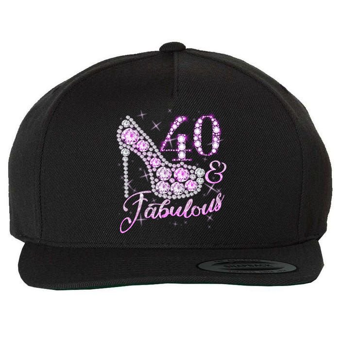 Fabulous & 40 Sparkly Shiny Heel 40th Birthday Wool Snapback Cap