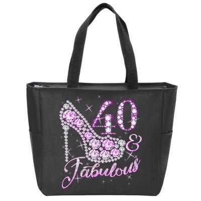 Fabulous & 40 Sparkly Shiny Heel 40th Birthday Zip Tote Bag