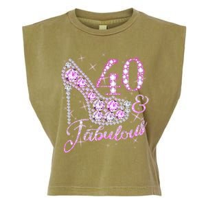 Fabulous & 40 Sparkly Shiny Heel 40th Birthday Garment-Dyed Women's Muscle Tee